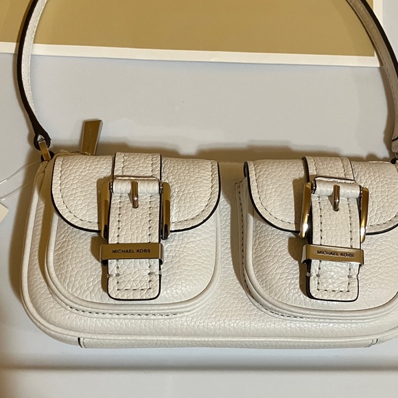 Michael Kors Zoe SM Cov Pouchette Optic White Leather - Picture 2 of 3